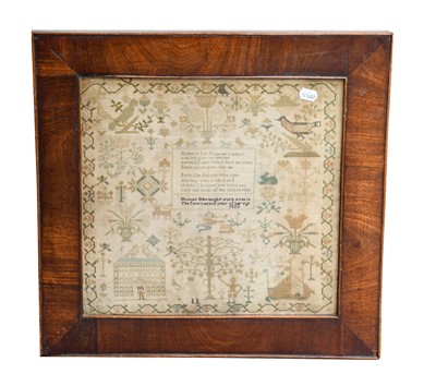 Lot 2170 - Pictorial Sampler with Verse Worked by Hannah...