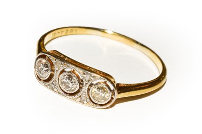 Lot 48 - A diamond three stone ring, the old cut...