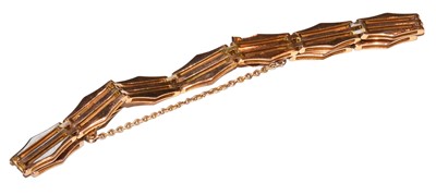 Lot 72 - A gate link bracelet, stamped '9CT', length 18....