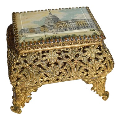 Lot 215 - A Gilt-Metal Mounted Trinket-Box, the openwork...