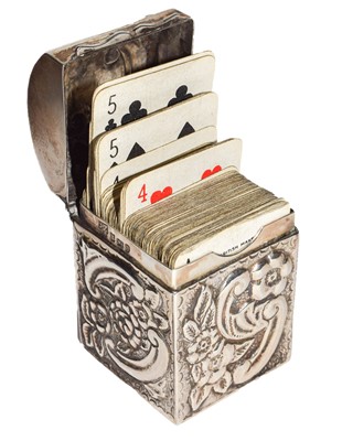 Lot 153 - A George V Silver Playing Card-Box oblong and...