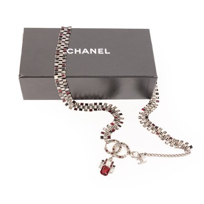 Lot 3057 - A Red, Black and White Paste Belt, by Chanel,...