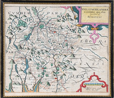 Lot 1069 - Westmoria and Westmorland, hand coloured map,...