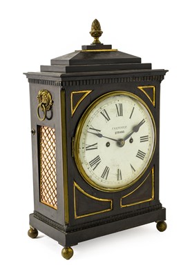 Lot 1094 - An Ebonised Striking Table Clock, signed...