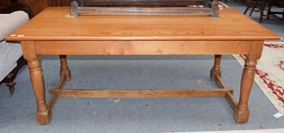Lot 1257 - A modern 6ft blonde oak refectory table on...