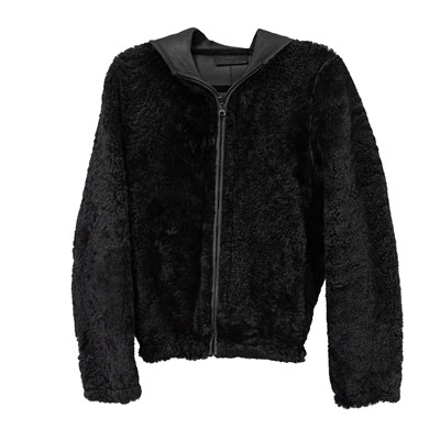 Lot 3049 - Prada Black Shearling Zip Front Jacket, circa...