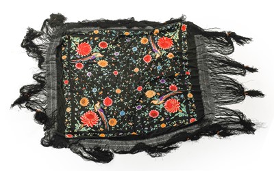 Lot 2216 - An Early 20th Century Chinese Black Silk Shawl,...