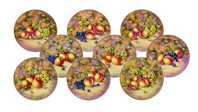 Lot 41 - A Set of Nine Royal Worcester Porcelain Plates,...