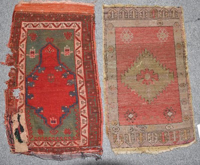 Lot 1208 - 19th century Anatolian mat, the madder field...