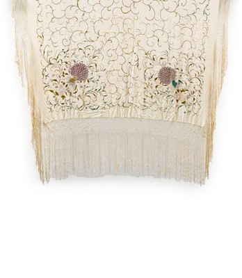 Lot 2179 - 20th Century Chinese Cream Silk Shawl, with...