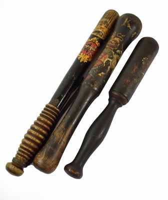 Lot 90 - A Georgian Ebonised Oak Truncheon, the waisted...
