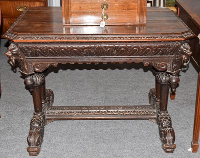 Lot 1349 - A Victorian carved oak centre table, circa...