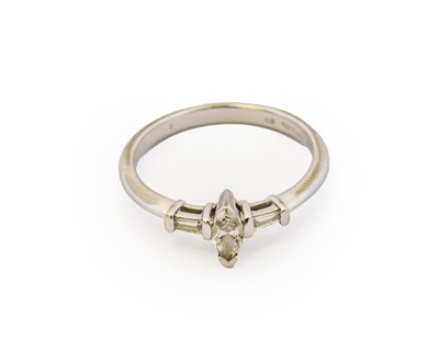 Lot 1104 - A platinum diamond ring, the marquise cut...