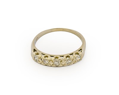 Lot 1118 - A diamond five stone ring, the eight-cut...