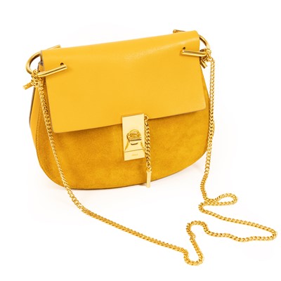 Lot 3046 - Chloe Yellow Ochre Leather and Suede Drew Bag,...