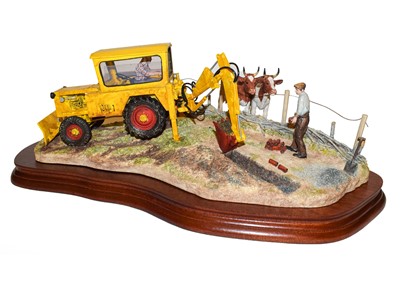 Lot 34 - Border Fine Arts 'Laying the Clays' (Farmer Laying Land Drains, Ayrshire Cows)