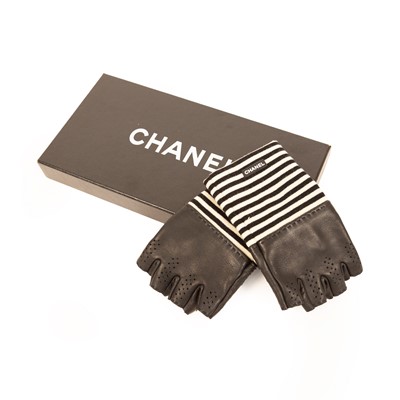Lot 3006 - Pair of Chanel Black Fingerless Gloves, in...
