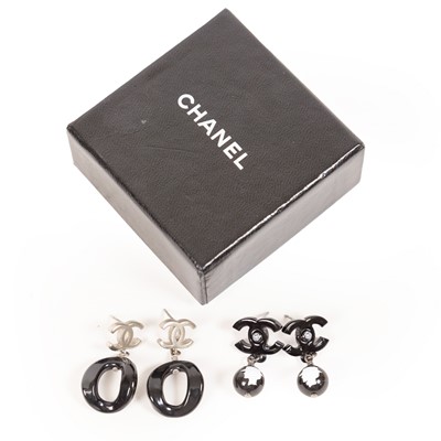 Lot 3023 - A Black Resin Pendant on Chain, by Chanel, the...