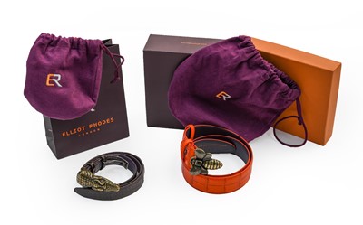 Lot 2253 - Elliot Rhodes Zinnia Orange Mock Croc Belt...