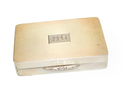 Lot 165 - An Elizabeth II silver snuff box, with engine...