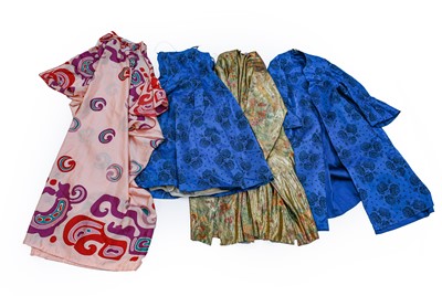 Lot 2061 - Circa 1960s Blue Brocade Evening Suit,...