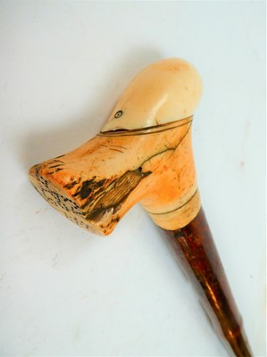 Lot 188 - A Walking Stick with Whale Tooth Handle, dated...