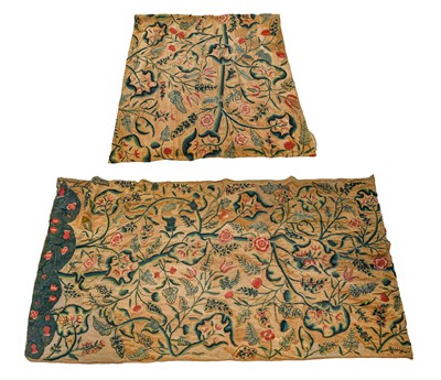 Lot 2176 - Pair of 18th/19th Century Crewelwork Curtains,...