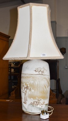 Lot 1384 - A studio pottery table lamp, possibly Cornish...