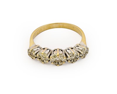 Lot 1017 - A diamond ring, formed of five clusters of...