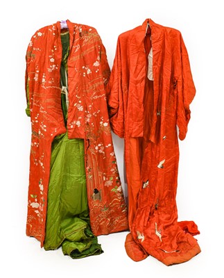 Lot 2186 - Early 20th Century Japanese Red Silk Figured...