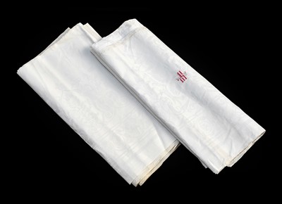 Lot 2118 - Pair of 19th Century White Linen Damask...