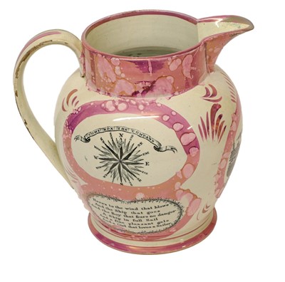 Lot 630 - A Sunderland Lustre Jug, circa 1820, printed...