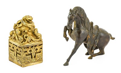 Lot 687 - A Chinese Bronze Seal, in Qianlong style, cast...