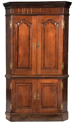 Lot 1307 - A George III oak and mahogany crossbanded free-...