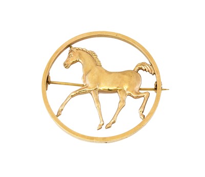 Lot 1036 - A 9 carat gold foal brooch, the yellow plain...