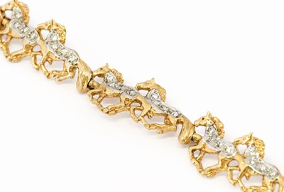 Lot 1054 - A 9 carat gold horse bracelet, five pairs of...