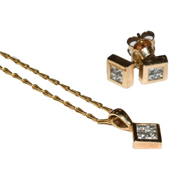 Lot 58 - A diamond pendant on chain, chain length 41cm;...