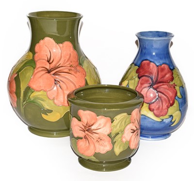 Lot 11 - Three pieces of Walter Moorcroft Hibiscus...