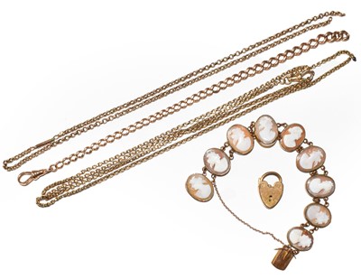 Lot 140 - A curb link bracelet, clasp stamped '9C',...