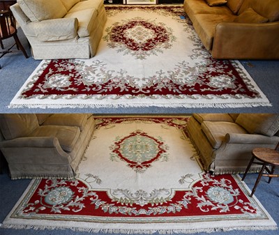 Lot 1012 - Indian 'Savonnerie' Carpet, the cream field...