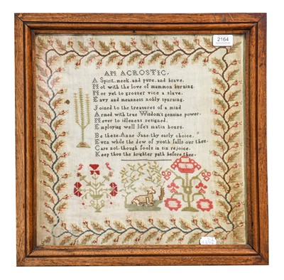 Lot 2164 - 19th Century Wool Work Sampler Titled 'An...
