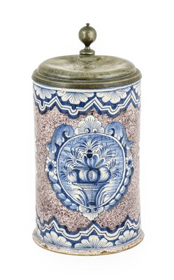 Lot 653 - A German Pewter-Mounted Faience Tankard, circa...