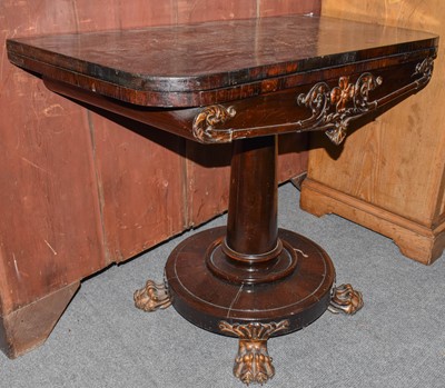 Lot 1385 - A William IV rosewood foldover tea table, of...