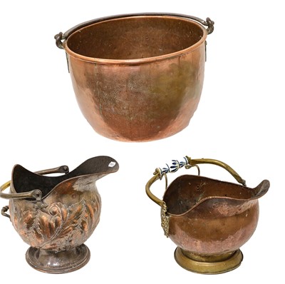 Lot 1055 - A Copper Log Bin, 19th century, of ovoid form...