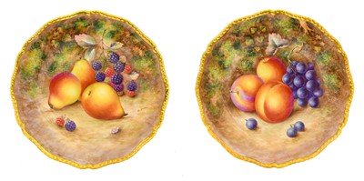 Lot 43 - {} A Pair of Royal Worcester Porcelain Plates,...