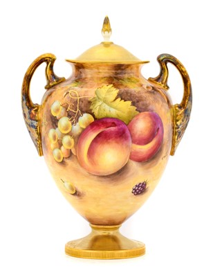 Lot 42 - {} A Royal Worcester Porcelain Twin-Handled...
