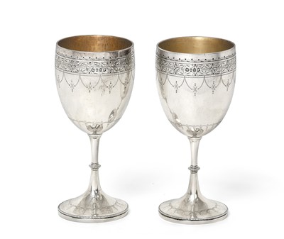 Lot 2086 - A Pair of Victorian Silver Goblets