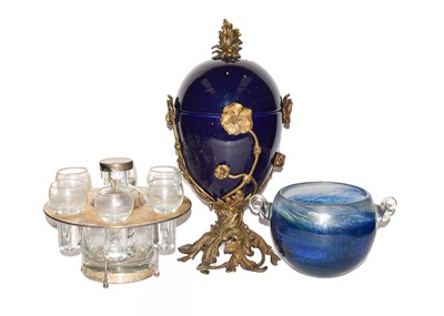 Lot 244 - A continental silver mounted glass liqueur set...