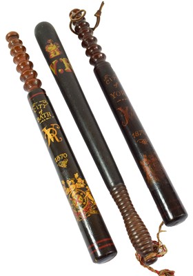 Lot 93 - A Victorian Black Painted Walnut Truncheon,...