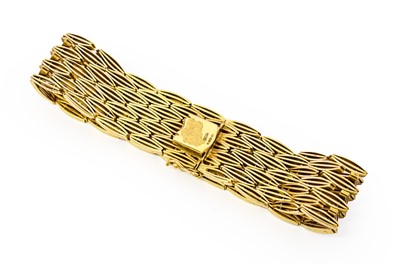 Lot 1013 - A 9 carat gold fancy link bracelet, formed of...